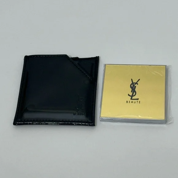 Yves Saint Laurent Rare Makeup Compact Mirror with Black Patent Leat…